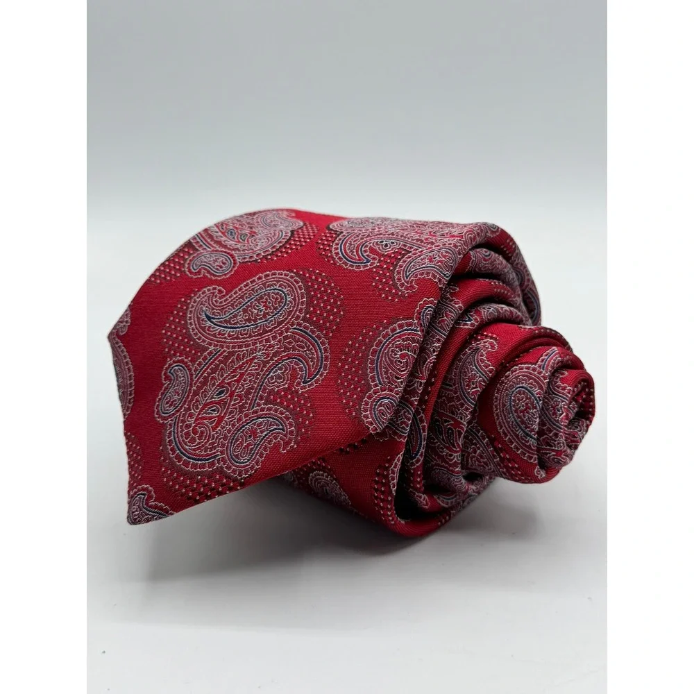 Canali 1934 Mens Red Paisley Silk Necktie Made in Italy Formal Business Tie